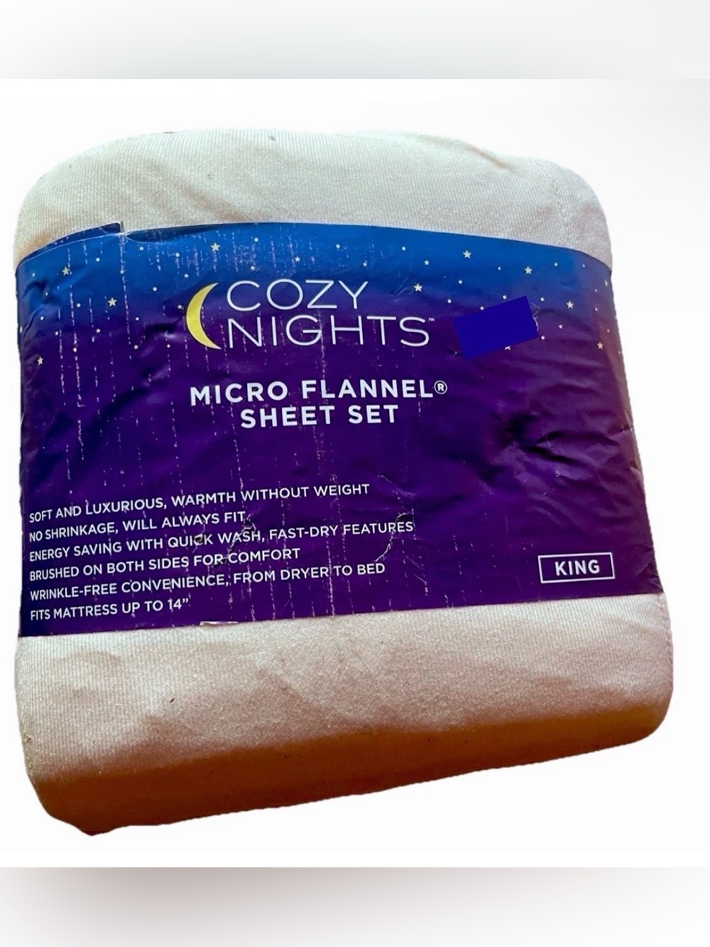 NEW Cozy Nights Micro Flannel King Sheet Set Beige Soft Warm Bedding
